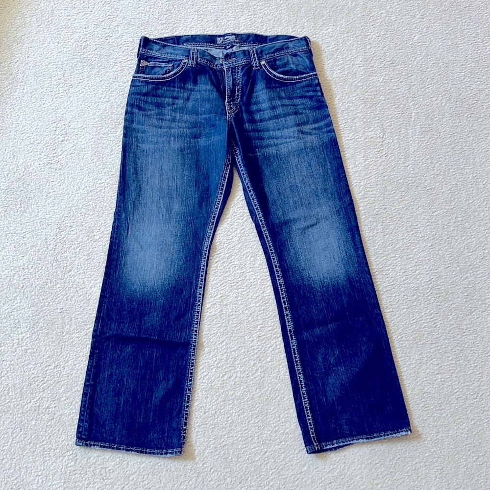 SOLD Silver Zac men’s jeans. 38/34 Relaxed Fit Bootcut Straight Leg Jeans EUC